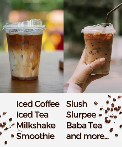 Miniatura 5 de Vasos de plástico transparentes de 16 oz con tapas sin pajita, 25 juegos de vasos desechables de plástico para café helado, vasos para llevar