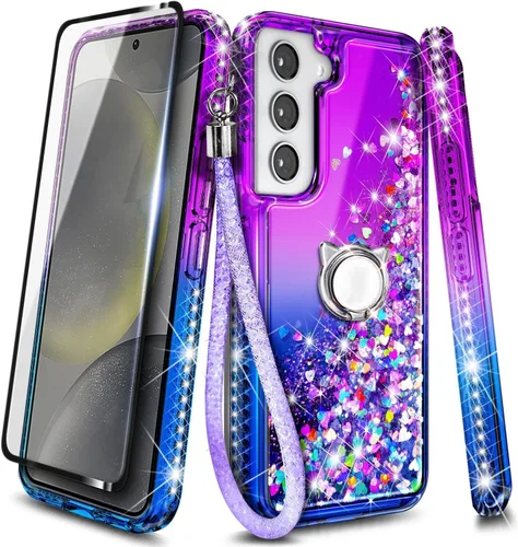 Miniatura 192 de NGB - Funda de teléfono diseñada para Samsung Galaxy S9+ Plus, morado/azul, con purpurina líquida para mujeres y niñas, con protector de pantalla