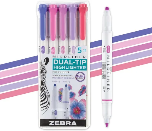 Miniatura 23 de Zebra Pen Mildliner - Resaltador de doble punta, puntas gruesas y finas, Azul