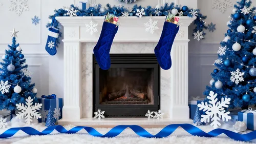Miniatura 3 de Medias Navideñas a Granel, Medias Navideñas de Punto Trenzado Azul de 18 Pulgadas para Decoración de Fiestas de Navidad, Paquete de 4