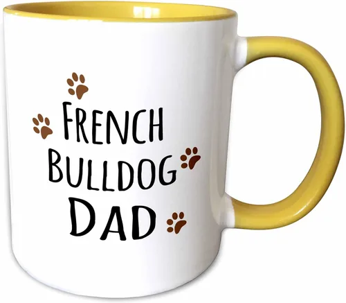 Miniatura 13 de 3dRose French Bulldog Dog Dad-Doggie by Breed-Brown - Taza con estampado de patas fangosas, 11 onzas, color negro