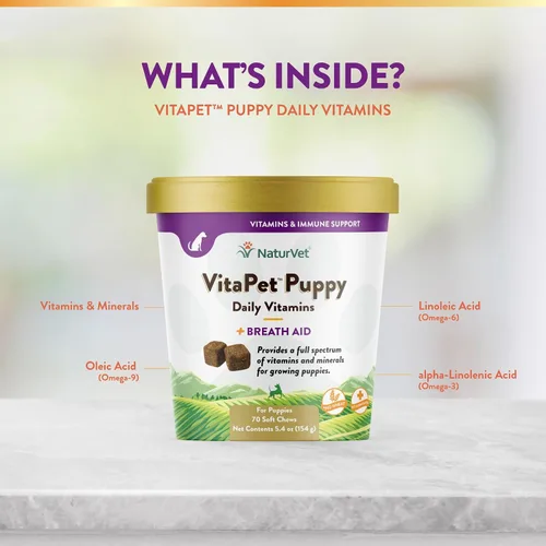 Miniatura 5 de NaturVet VitaPet Puppy Vitaminas diarias para perros - Además de ayuda para el aliento - Formulado específicamente para proporcionar a los cachorros