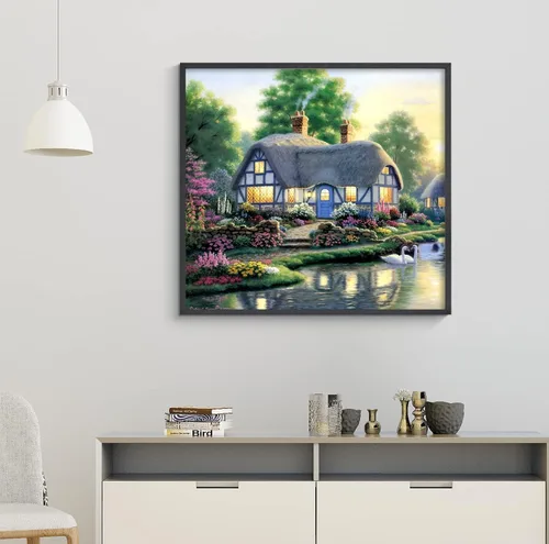 Miniatura 7 de Kits de arte de diamantes de paisaje para adultos: pintura de diamante campestre casa de campo DIY 5d Kit de pintura de diamante de taladro completo