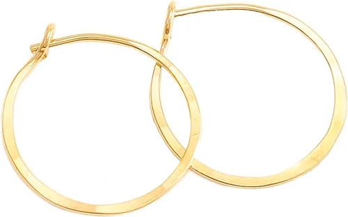 Pendientes de aro delgados martillados, elegantes geométricos de plata de ley maciza, relleno de oro y relleno de oro rosa; para mujeres de Lotus
