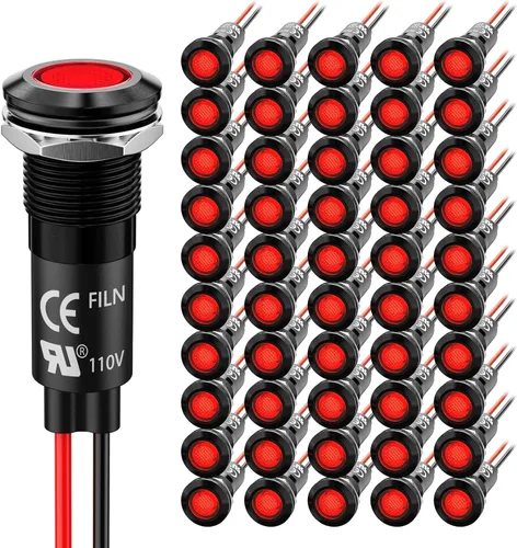 Miniatura 17 de 2 piezas de 12 mm (1/2") Luz indicadora LED blanca, lámpara de señal impermeable de metal, 5 V, 12 V, 24 V, IP67, luz de tablero para piloto