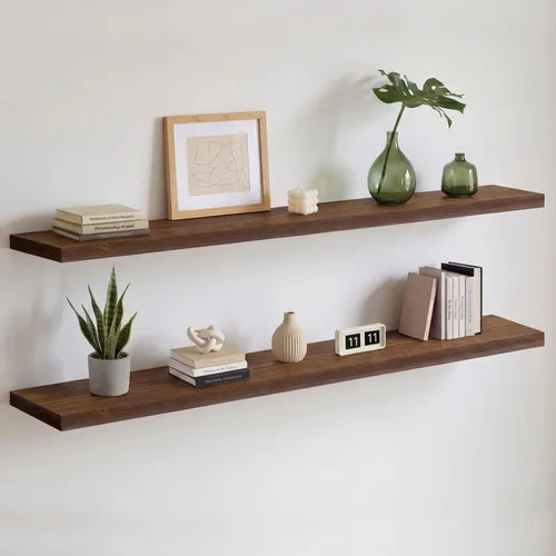 Miniatura 73 de Homeforia Estante flotante blanco de 48 pulgadas, estantes flotantes de madera maciza de alta gama de 48 pulgadas de largo para montaje en pared
