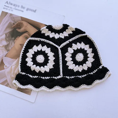 Miniatura 7 de XYIYI Sombrero de Cubo de Ganchillo Tejido para Mujer Hecho a Mano Plegable Sombrero de Playa Lindo Sombrero de Pesca Tejido a Mano