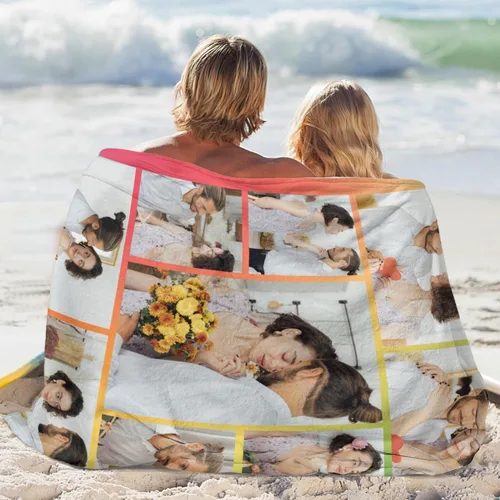 Miniatura 5 de Manta personalizada con foto y texto, cumpleaños, Navidad, para mujeres, bebé, amiga, hija, mamá, manta personalizada con foto para familia, pareja