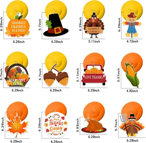 Miniatura 5 de Decoraciones de Acción de Gracias, remolino colgante, 36 serpentinas de techo colgantes de Acción de Gracias, maíz, calabaza, hojas de arce