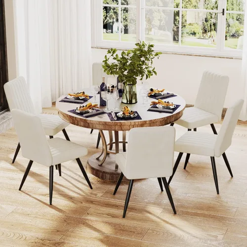 Miniatura 4 de Aklaus Juego de 2 sillas de comedor de terciopelo, sillas tapizadas para cocina, comedor, sillas laterales modernas sin brazos con asiento suave