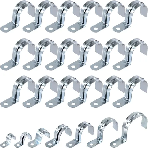 Swpeet 30 piezas de 1-1/2 "(40 mm) zinc plateado un agujero EMT correa de tubo, correas de tubería U soporte de tubo abrazadera de tubo 1 agujero a