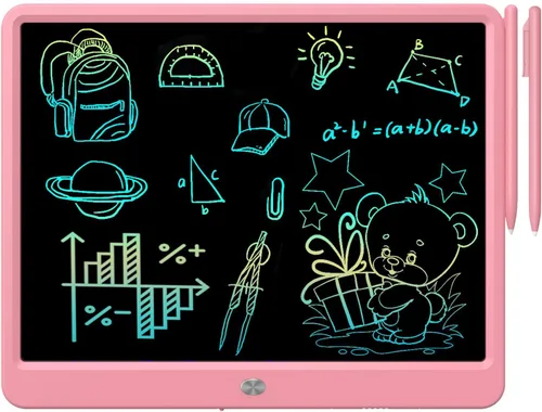 Miniatura 13 de FLUESTON Tableta de escritura LCD para niños, tablero de garabatos de 10 pulgadas, almohadilla de dibujo colorida para niños pequeños, juguetes Rosa