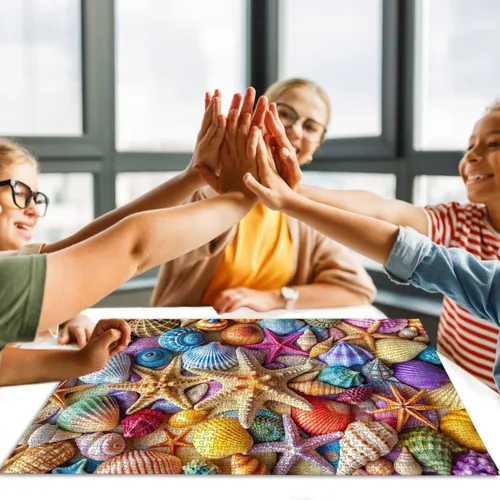 Miniatura 5 de Rompecabezas para adultos de 1000 piezas, coloridos conchas y estrellas de mar, rompecabezas de 1000 piezas para adultos con letra en la parte