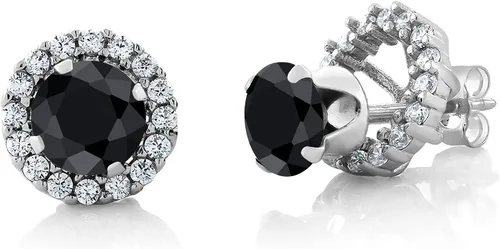Miniatura 241 de Gem Stone King Aretes redondos de plata de ley 925 de 0.236 in con piedra natal extraíble para mujer