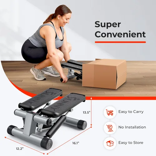 Miniatura 5 de Sunny Health & Fitness Mini Steppers for Exercise at Home, Stair Step Workout Machine with Resistance Bands, Full Body Cardio Equipment, Optional