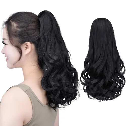 Miniatura 13 de SYXLCYGG Auburn Clip Cola de caballo Clip Cola de caballo Extensión de cola de caballo ondulado 10 pulgadas 3.5 oz pelo sintético falso pieza
