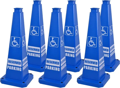 Miniatura 19 de Conos de precaución de 26.5 pulgadas, letreros de seguridad visibles de 4 lados con base de goma pesada, advertencia para prevención de resbalones