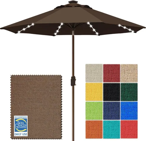 Miniatura 65 de EliteShade - Sombrilla solar de 9 pies / 2.74 metros, con 80 luces LED para patio, mesa al aire libre, con ventilación y cubierta que no se decolora
