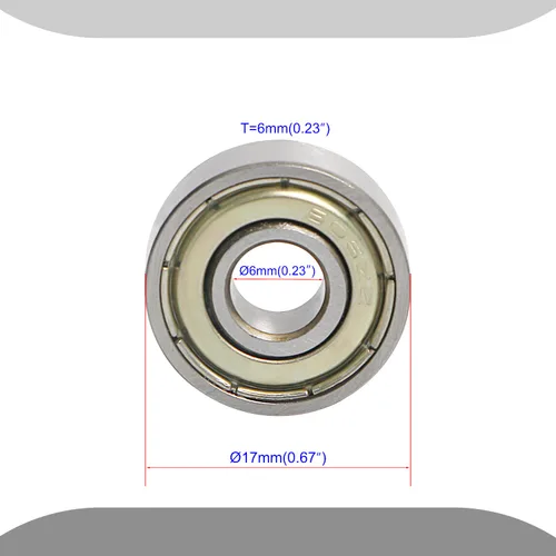 Miniatura 2 de 606ZZ - Rodamientos de bolas de 0.23 x 0.67 pulgadas de diámetro exterior doble sellado de metal, en miniatura, aplicable para patinetas, impresoras