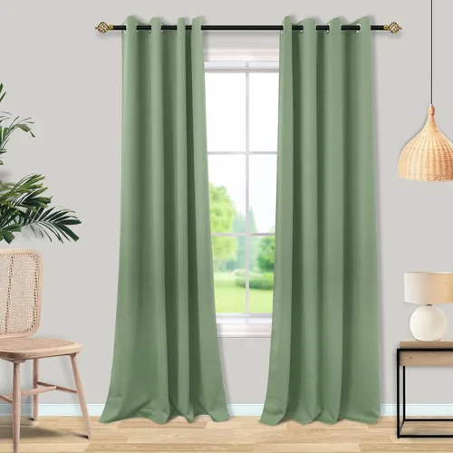 Miniatura 111 de Mrs.Naturall Cortinas Azul Real para Dormitorio, Cortinas Opacas Cortas Medianas Azul Cobalto para Cocina Decoración de Habitación de Adolescentes