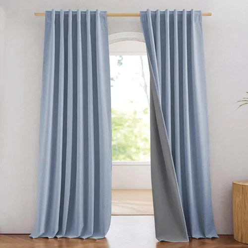 Miniatura 53 de NICETOWN Cortinas 100% opacas de 63 pulgadas de largo, 2 paneles de cortinas cortas con aislamiento térmico con forro para dormitorio, cortinas