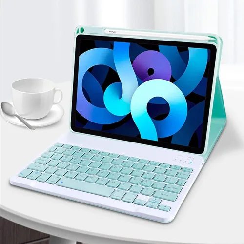 Miniatura 16 de kaitesi Funda para teclado para iPad 9ª 8ª 7ª generación 10.2/ Air 3ª generación Pro 10.5, cubierta inteligente de folio inteligente con teclado
