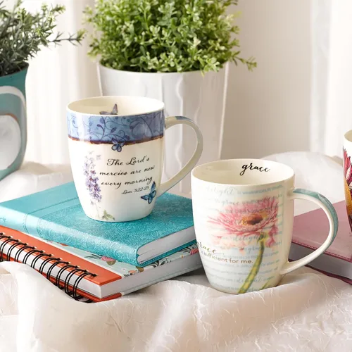 Miniatura 4 de Christian Art Gifts Taza de café de cerámica con diseño de mariposa azul, 12 onzas, apta para microondas y lavavajillas, taza de café y té