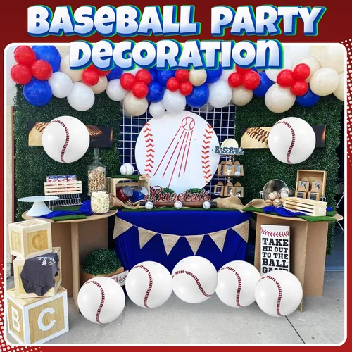 Miniatura 3 de Bedwina Pelotas inflables de béisbol (paquete de 12) de 16 pulgadas, pelotas de playa de béisbol para decoraciones de fiestas temáticas y decoración