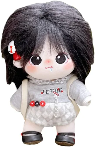 Miniatura 44 de niannyyhouse Muñeca de felpa de 7.9 in de pelo largo para niña, cuerpo de peluche humanoide sin atributo, 8 pulgadas, cuerpo normal, ropa de vestir