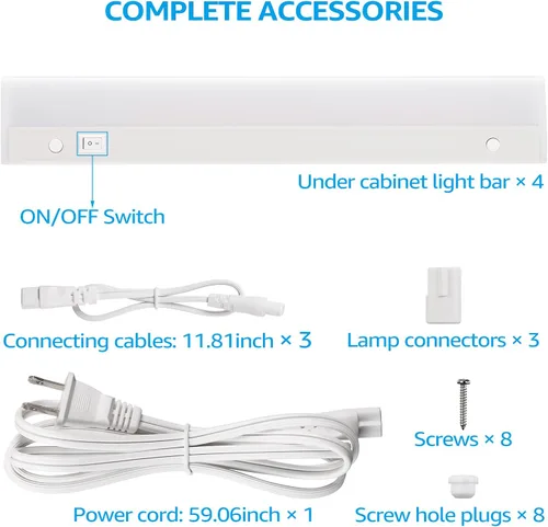 Miniatura 6 de TORCHSTAR Iluminación para debajo del gabinete, kit de luz LED enlazable para debajo del gabinete, control individual, 12 pulgadas, blanco cálido