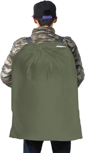 Miniatura 6 de Mochila de lavandería de 27 x 34 pulgadas, resistente bolsa de lavandería con correas para el hombro, cierre de cordón, mochila de lavandería Verde