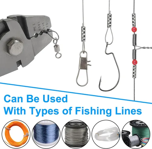 Miniatura 7 de Mangas de crimpado de pesca de un solo barril mangas de engarce de latón de cobre prensado tubos de línea de pesca conector de alambre de pesca