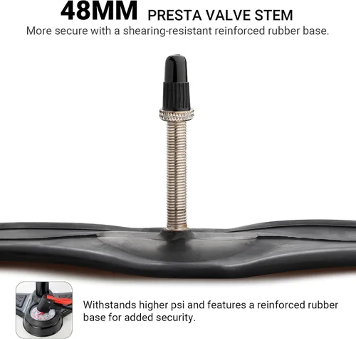 Miniatura 4 de CALPALMY Paquete de 2 tubos de bicicleta 700c, 700 x 35/43c, válvula Schrader y válvula Prseta, compatible con 700x35C 700x36C 700x37C 700x38C