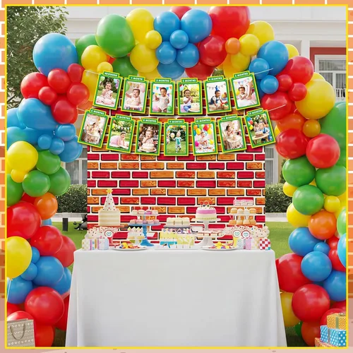 Miniatura 7 de Breling 13 Pcs Street Theme 1st Birthday Decorations First Birthday Party Pre-strung Photo Banner for Baby Newborn to 12 Months Cardstock for