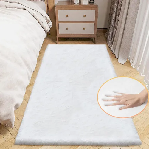 Miniatura 38 de ORINOVA Alfombra de felpa marrón claro beige de 8 x 10 pies para sala de estar, alfombra bohemia esponjosa de piel de conejo grande para dormitorio