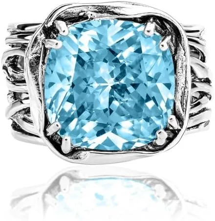 Miniatura 3 de JEAN RACHEL JEWELRY Anillo de plata de ley 925, diseño vintage con circonita cúbica en forma de cojín, hipoalergénico, sin plomo ni níquel, anillos