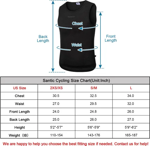 Miniatura 2 de Santic Camiseta sin mangas de ciclismo con capa base para hombre, camiseta sin mangas, chaleco de secado rápido