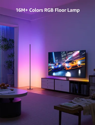 Miniatura 8 de Lepro OE1 Lámpara de pie de esquina AI, lámpara de esquina LED inteligente RGBICW con sincronización de música, habilitada para Alexa, diseñador