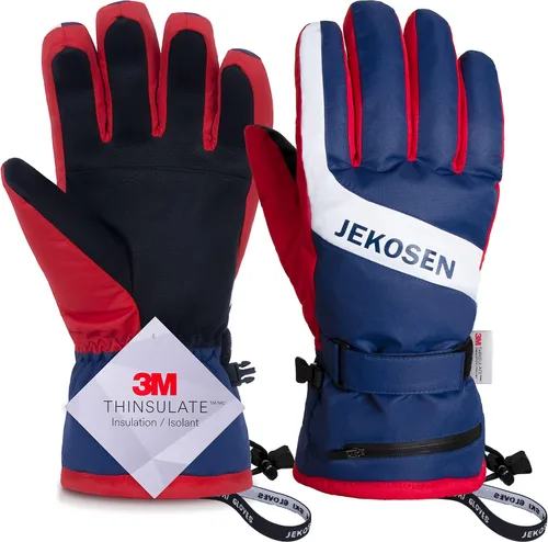 JEKOSEN Guantes de esquí 2023 para clima frío para mantener el calor, guantes de nieve impermeables para pantalla táctil, guantes de snowboard para