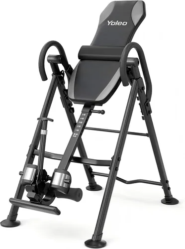 Miniatura 10 de YOLEO Tabla de inversión, resistente, de gravedad, con reposacabezas y cinturón protector ajustable, máquina de estiramiento de espalda para terapia