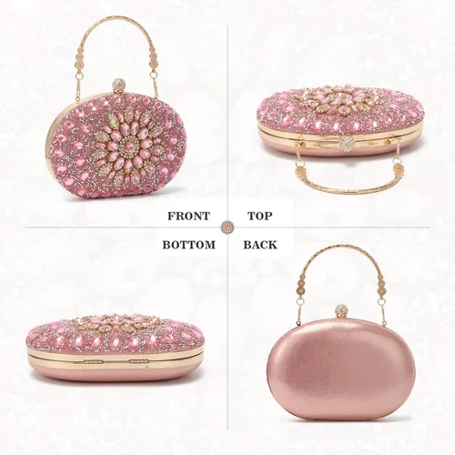 Miniatura 2 de Bolso de mano de noche con diamantes de imitación para mujer, bolsa de mano con diamantes brillantes y brillantes, bolsa de fiesta de boda de cristal