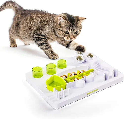Miniatura 10 de ALL FOR PAWS Comedero interactivo para rompecabezas para gatos, alimentador lento y dispensador de golosinas en forma de mariposa, juguete