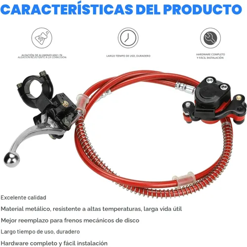 Miniatura 7 de YOXUFA Kit de Frenos Hidráulicos para Mini Bicicleta con Rotor de Freno de Disco Trasero de 180mm Reemplazo para Baja Doodle Bug DB30 Blitz Dirt Bug