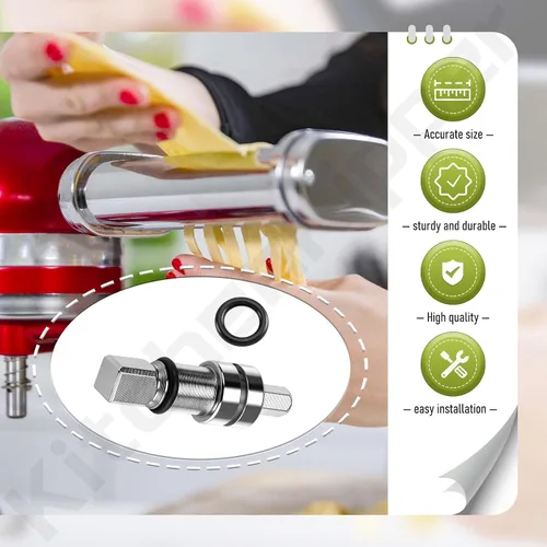 Miniatura 6 de Acoplador de eje de corte para pasta compatible con batidora de pie Kitchen-Aid – Para rodillo de pasta serie KSMP y cortador de reparación
