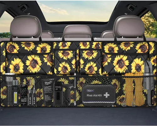 Miniatura 12 de Organizador de maletero Femuar, organizador de cajuela de gran capacidad (106,7*45,7 cm), bolsa de almacenamiento plegable para el coche con 8