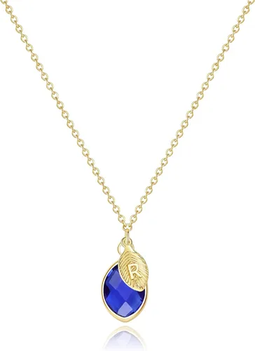Me&Hz Initial Birthstone Necklace for Women 14K Gold Filled Small Initial Necklace Crystal Birthstone Pendant Necklace for Girls Teens Mom Dainty