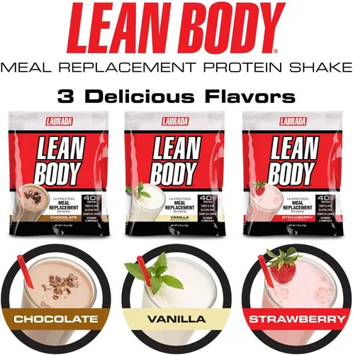 Miniatura 5 de Lean Body - Batido de reemplazo de comida de vainilla todo en uno. 40g de proteína, mezcla de suero MRP, 8g de grasas saludables y fibra, 22
