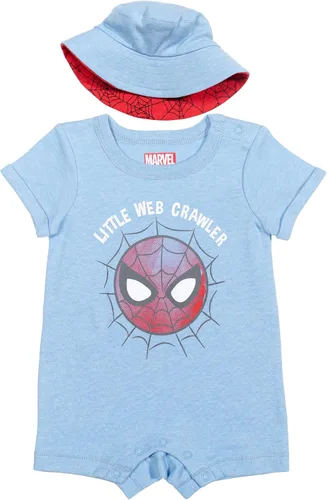 Miniatura 7 de Marvel Conjunto de mameluco y sombrero de sol de Vengadores Spiderman Baby Boys