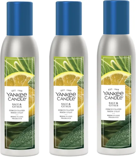 Yankee Candle Ambientador concentrado para habitación, fragancia instantánea para el hogar, espray eliminador de olores, salvia y cítricos (paquete