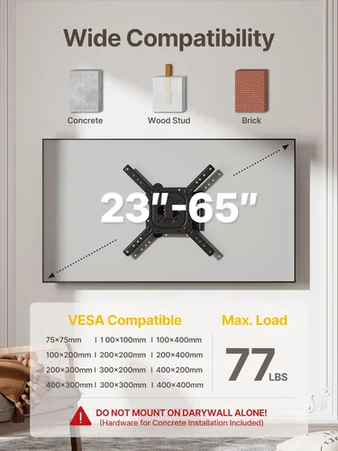Miniatura 2 de monTEK Soporte de pared para TV de movimiento completo para televisores y monitores planos y curvos de 23 a 65 pulgadas, soporte articulado